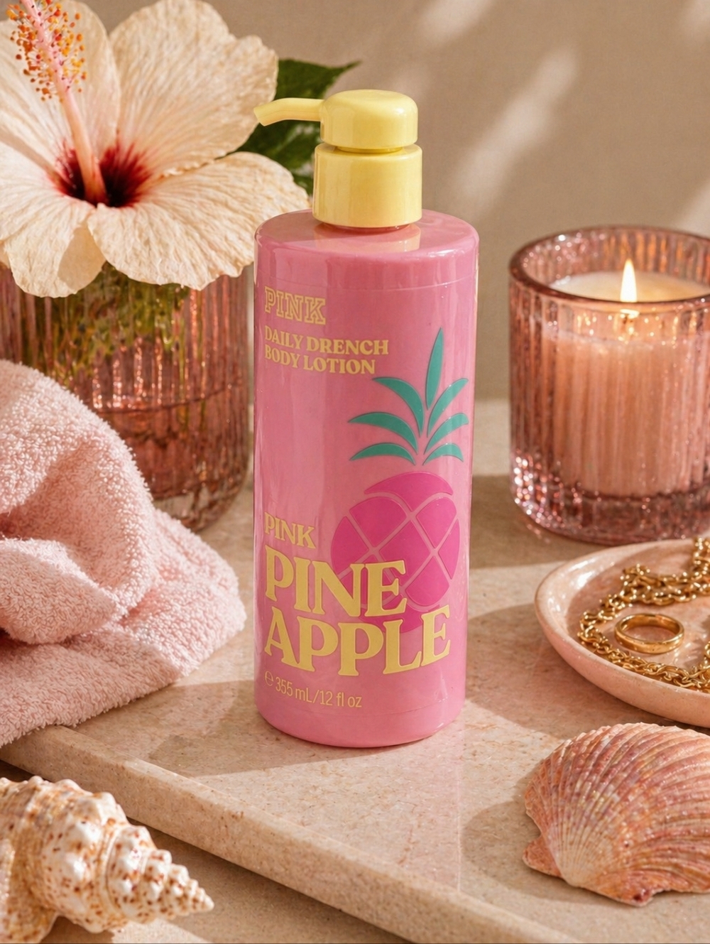 PINK Pineapple Daily Drench Body Lotion 12 oz | Tropical Hydrating Lotion 🍍💗